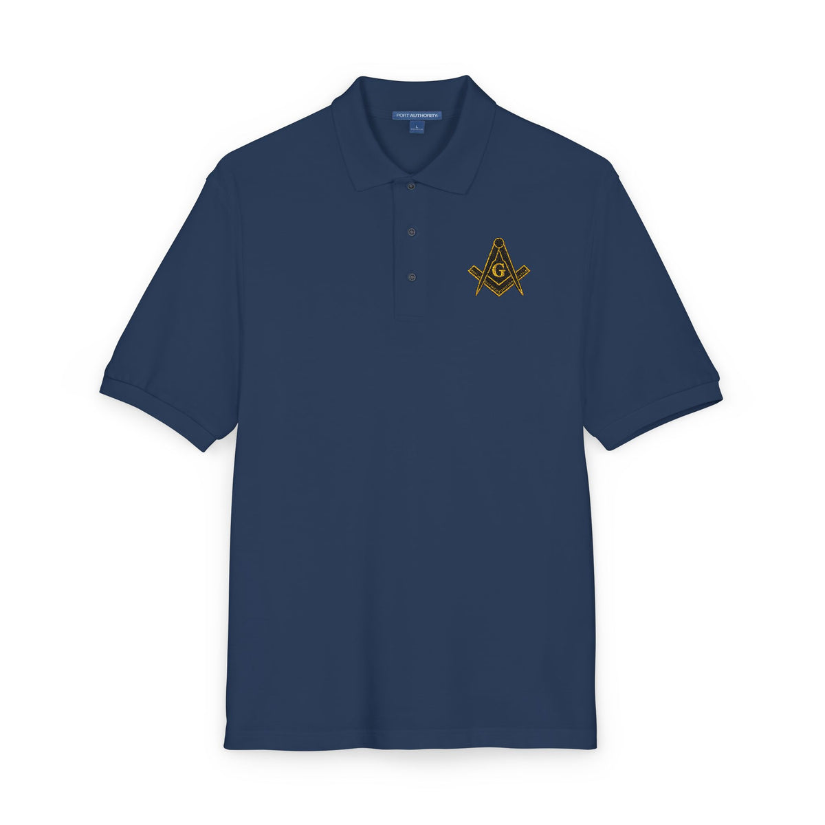 Masonic-Embroidered Gold Fleur-de-Lis Polo Shirt