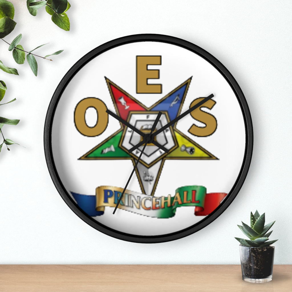 Prince Hall OES Star Wall Clock — Eastern Star Masonic Lodge Emblem Clock