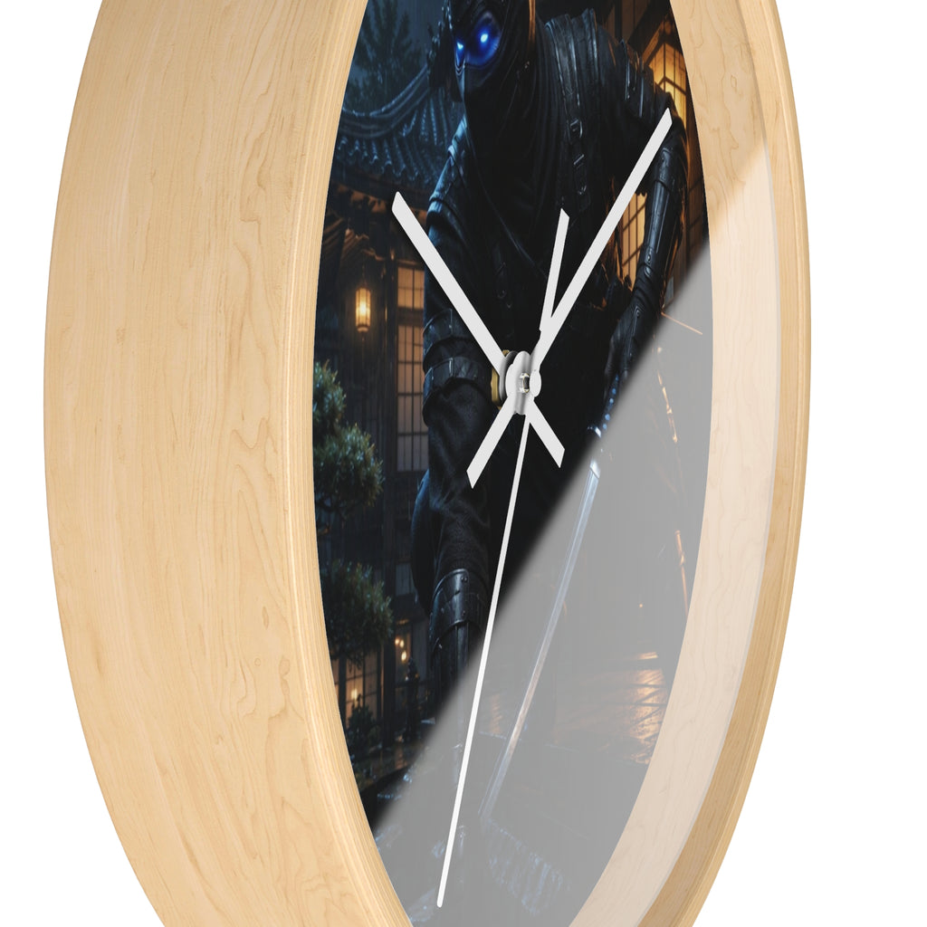 Ninja Warrior Wall Clock – Stealth Samurai Night Scene Home Decor