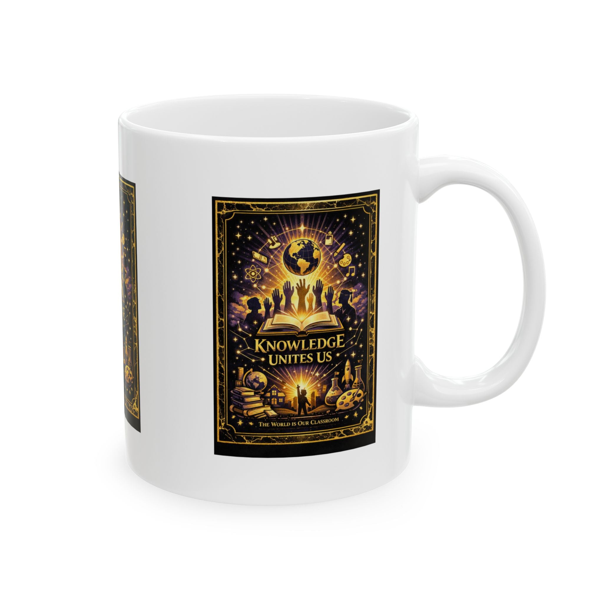 Knowledge Unites Us Ceramic Mug — Inspirational Unity & Education Coffee Cup (11oz / 15oz)