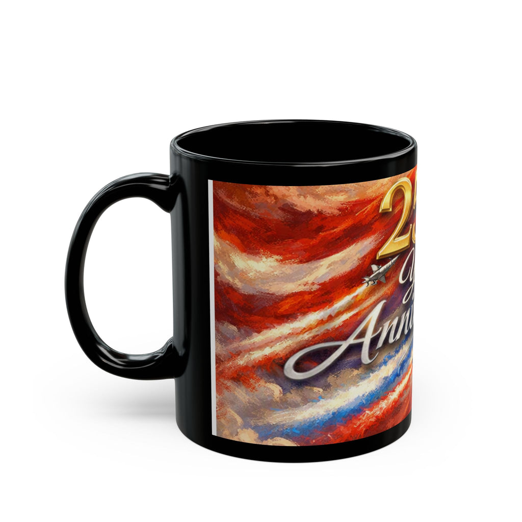 250 Year Anniversary Black Mug — Patriotic American Flag Commemorative Coffee Cup
