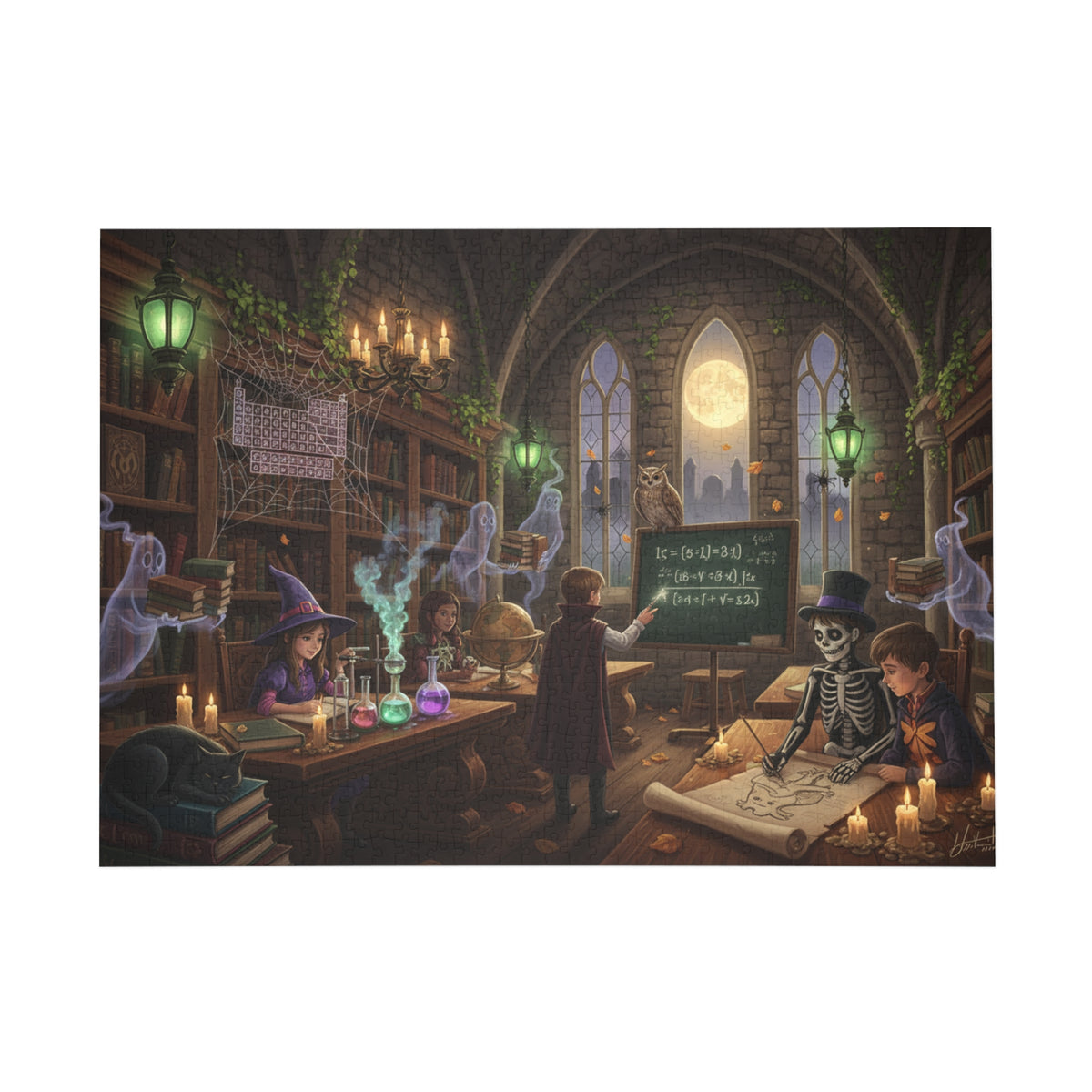 Mystical Classroom Puzzle — Witchcraft Library Scene (96–1000 pc)