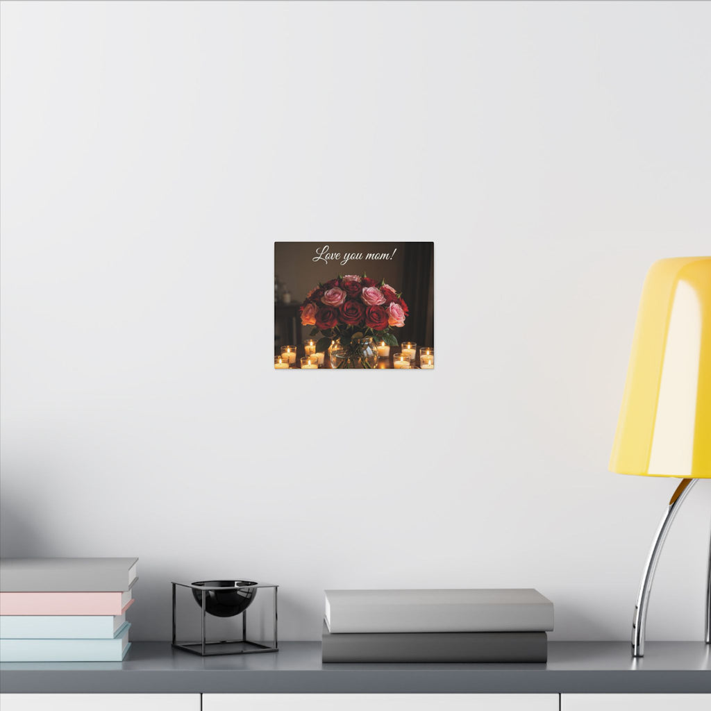 Love You Mom Floral Canvas Wall Art — Bouquet & Candles Mother's Day Gift