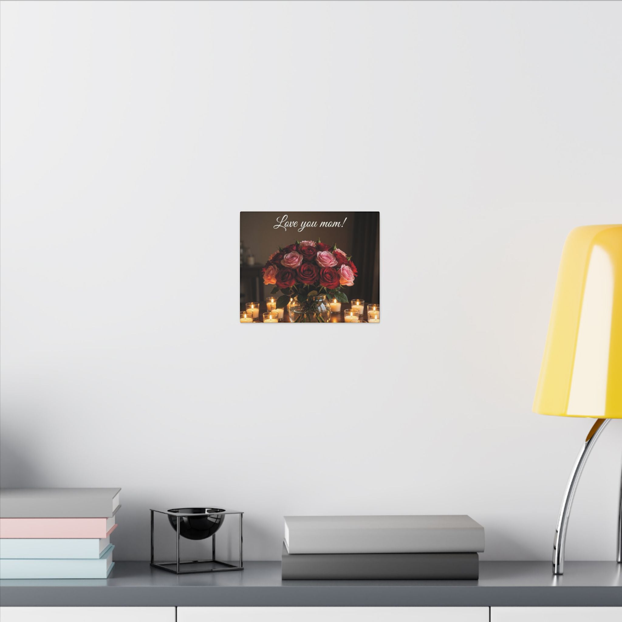 Love You Mom Floral Canvas Wall Art — Bouquet & Candles Mother's Day Gift