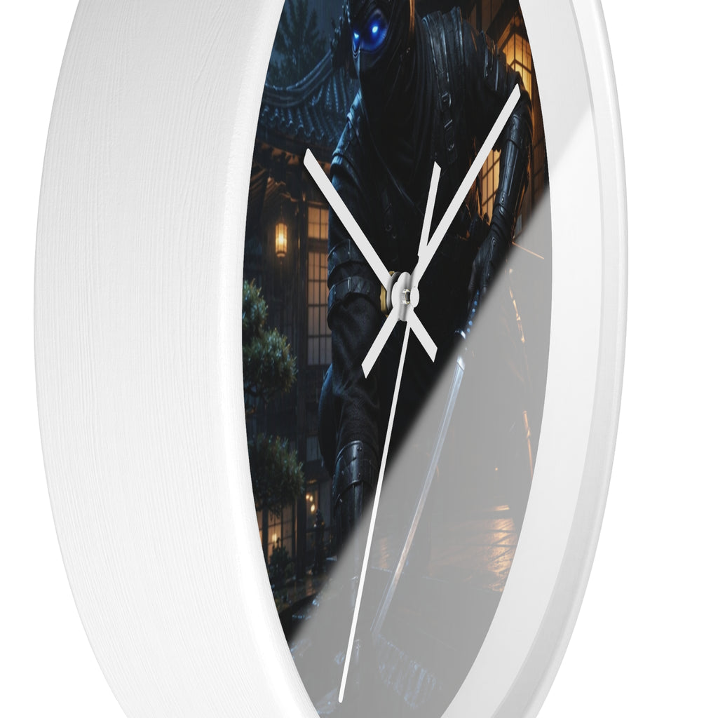 Ninja Warrior Wall Clock – Stealth Samurai Night Scene Home Decor