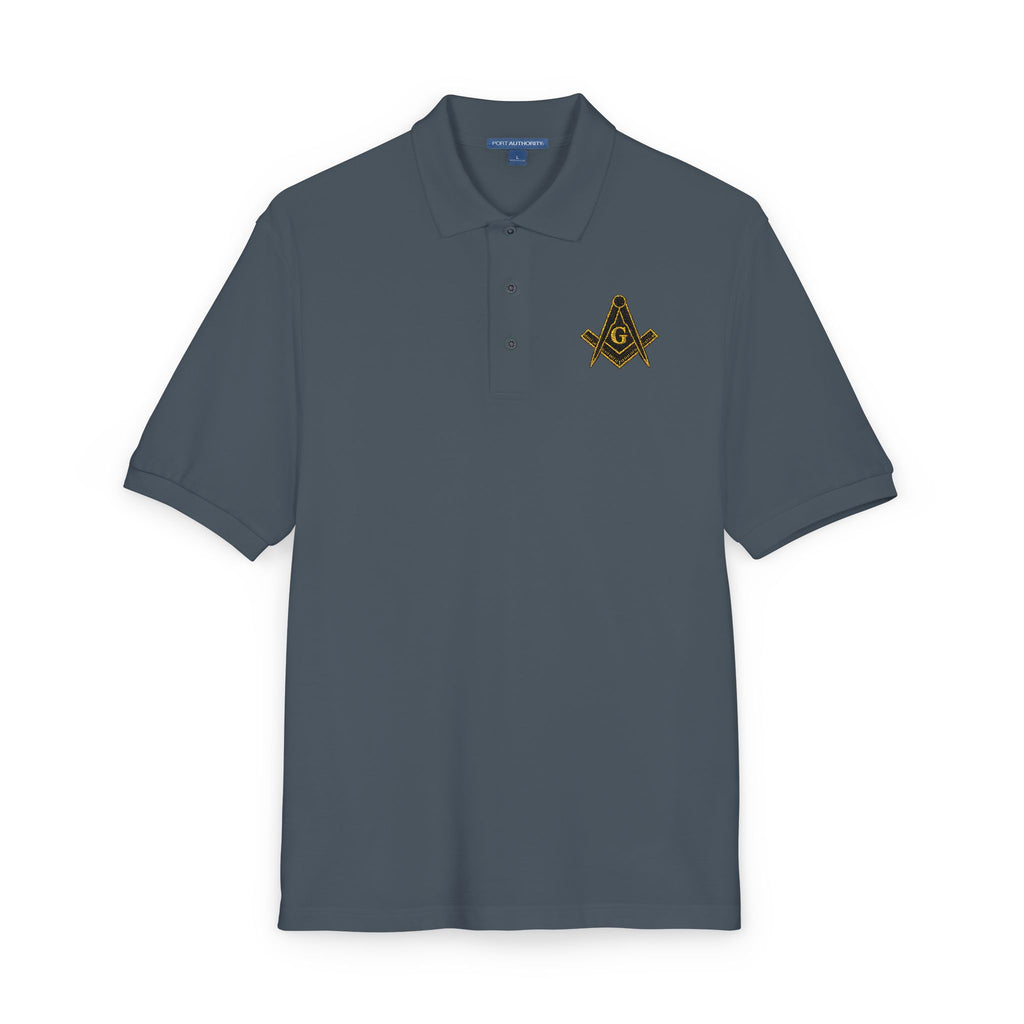 Masonic-Embroidered Gold Fleur-de-Lis Polo Shirt