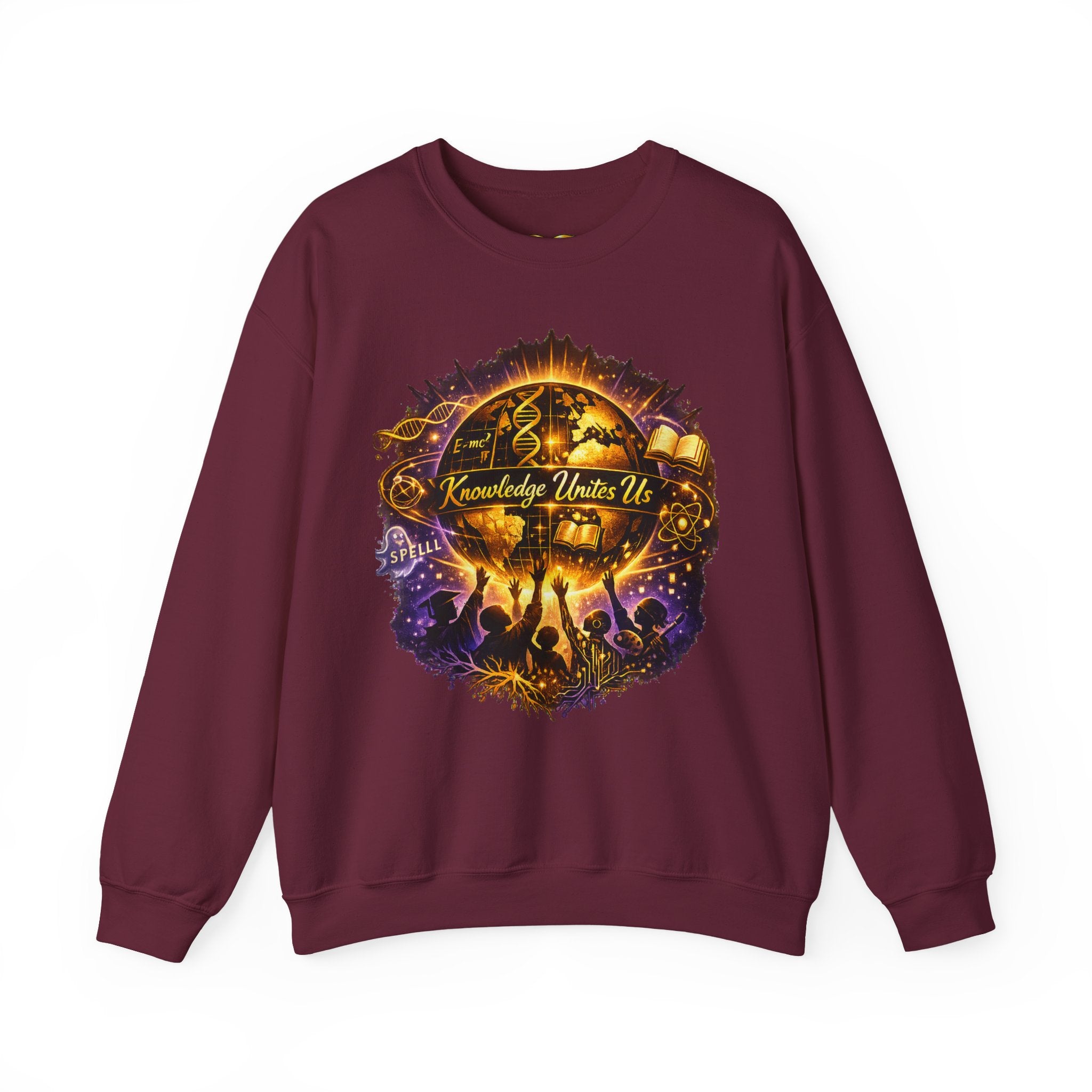 Crewneck Sweatshirt — "Knowledge Unites Us" Cosmic Music Festival Design