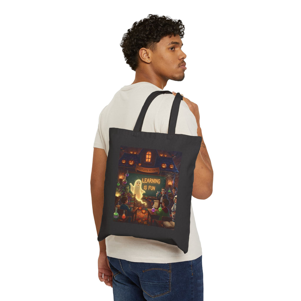 Tote Bag — 'Learning Is Fun' Halloween Classroom Cotton Canvas Tote