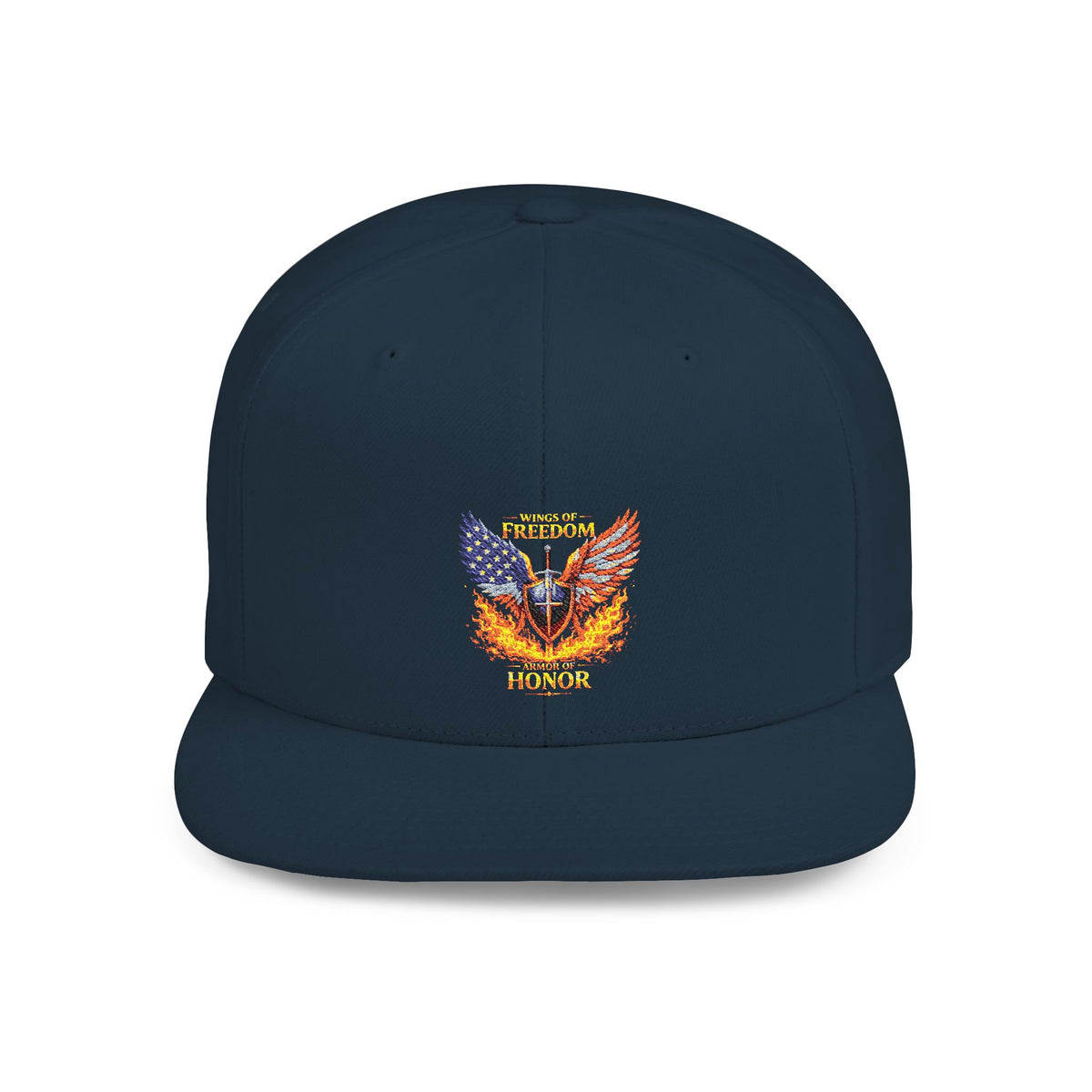 Snapback Hat — American Eagle Flames "Freedom Honor" Embroidered