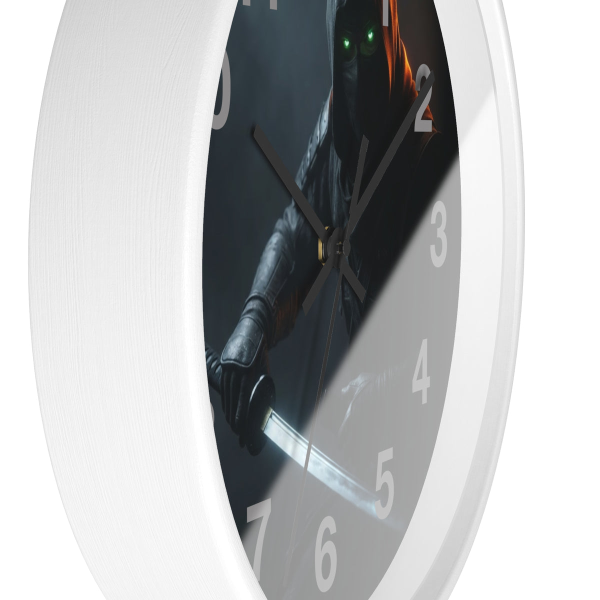 Assassin Nightblade Wall Clock — Dark Rogue with Glowing Eyes Decorative Clock