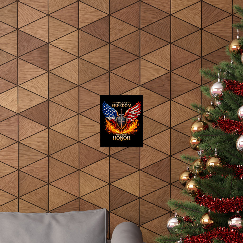 Patriotic Wings of Freedom Matte Poster — "Wings of Freedom, Armor of Honor"