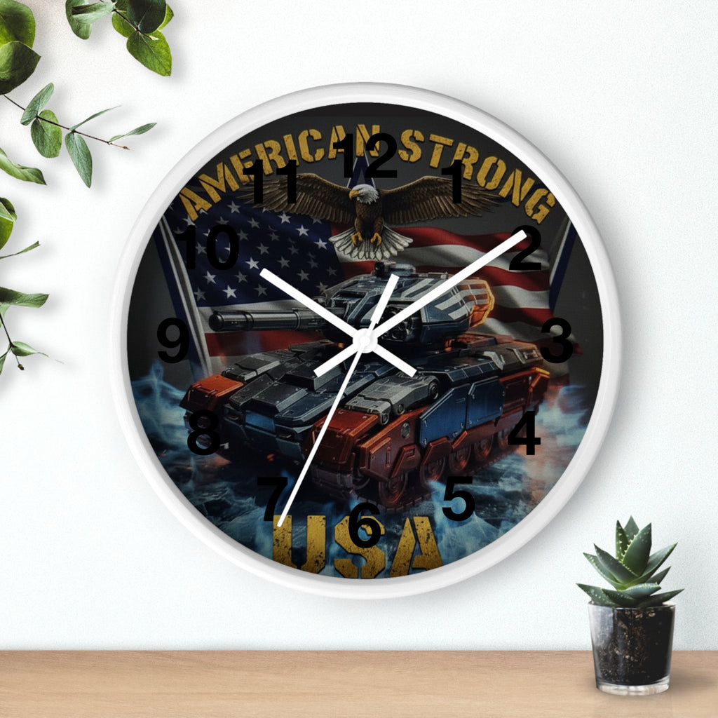American Strong USA Tank Wall Clock — Patriotic Military Home Decor