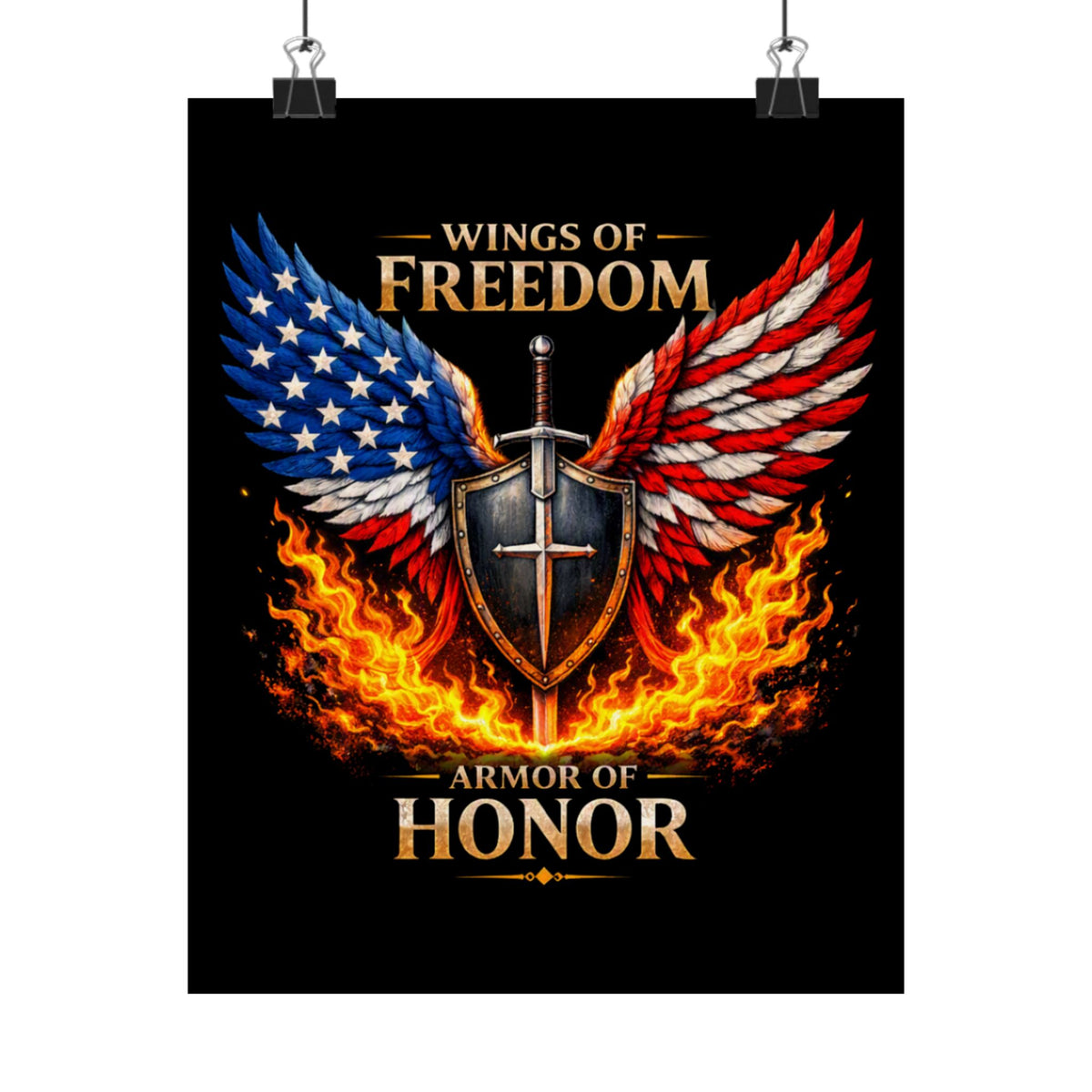 Patriotic Wings of Freedom Matte Poster — "Wings of Freedom, Armor of Honor"