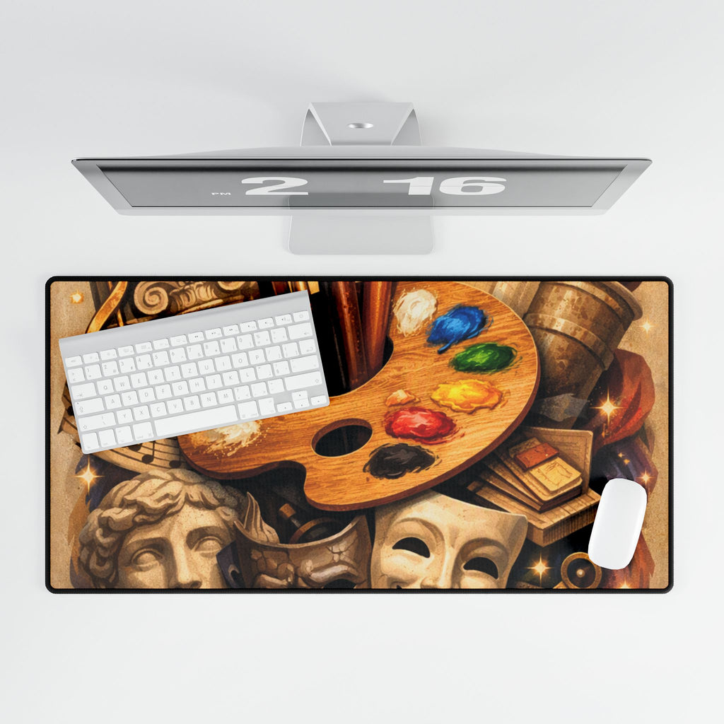 Artist Palette Desk Mat — Creative Studio Desk Pad for Painters, Musicians & Theatre Fans