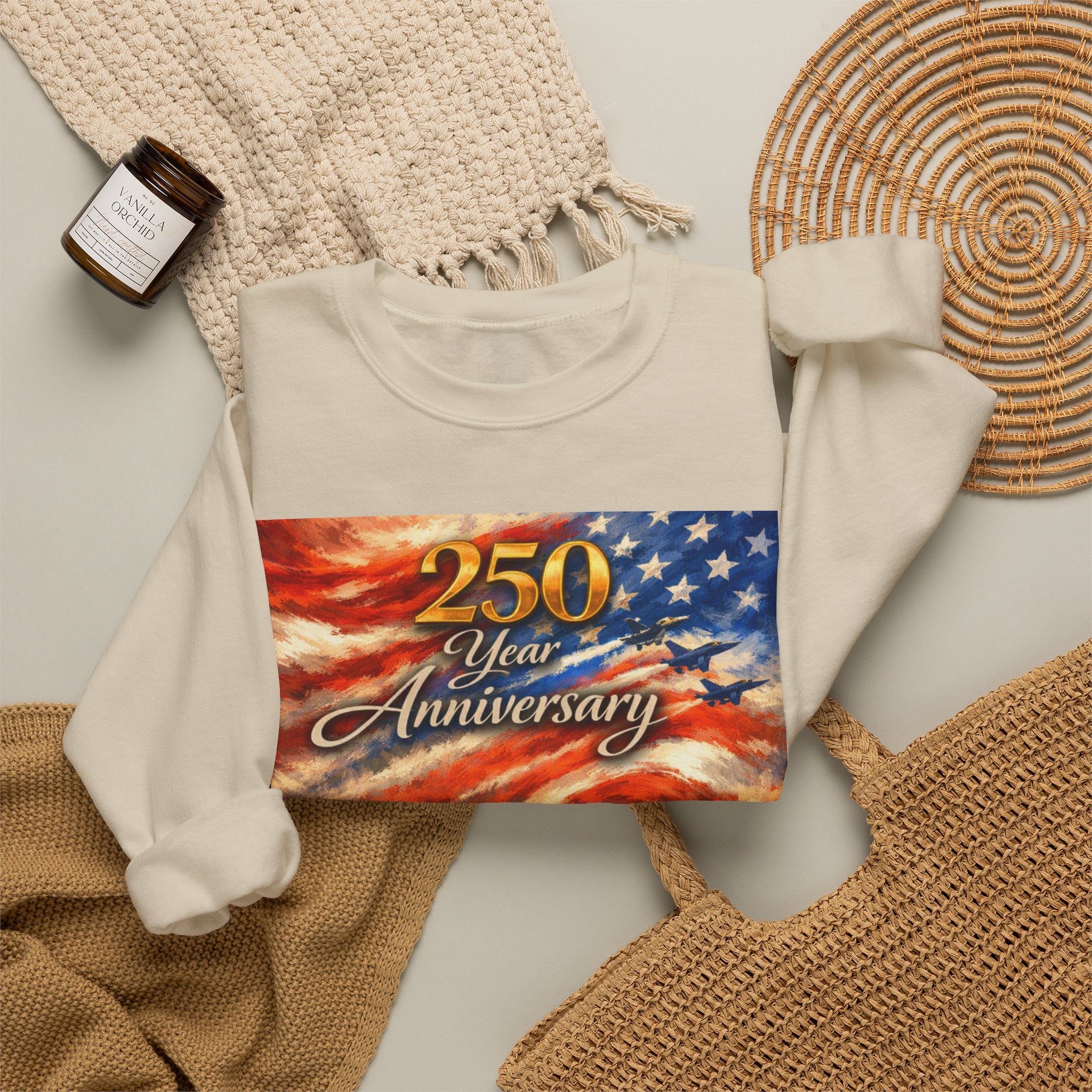 250 Year Anniversary Crewneck Sweatshirt — Patriotic Veterans Tribute