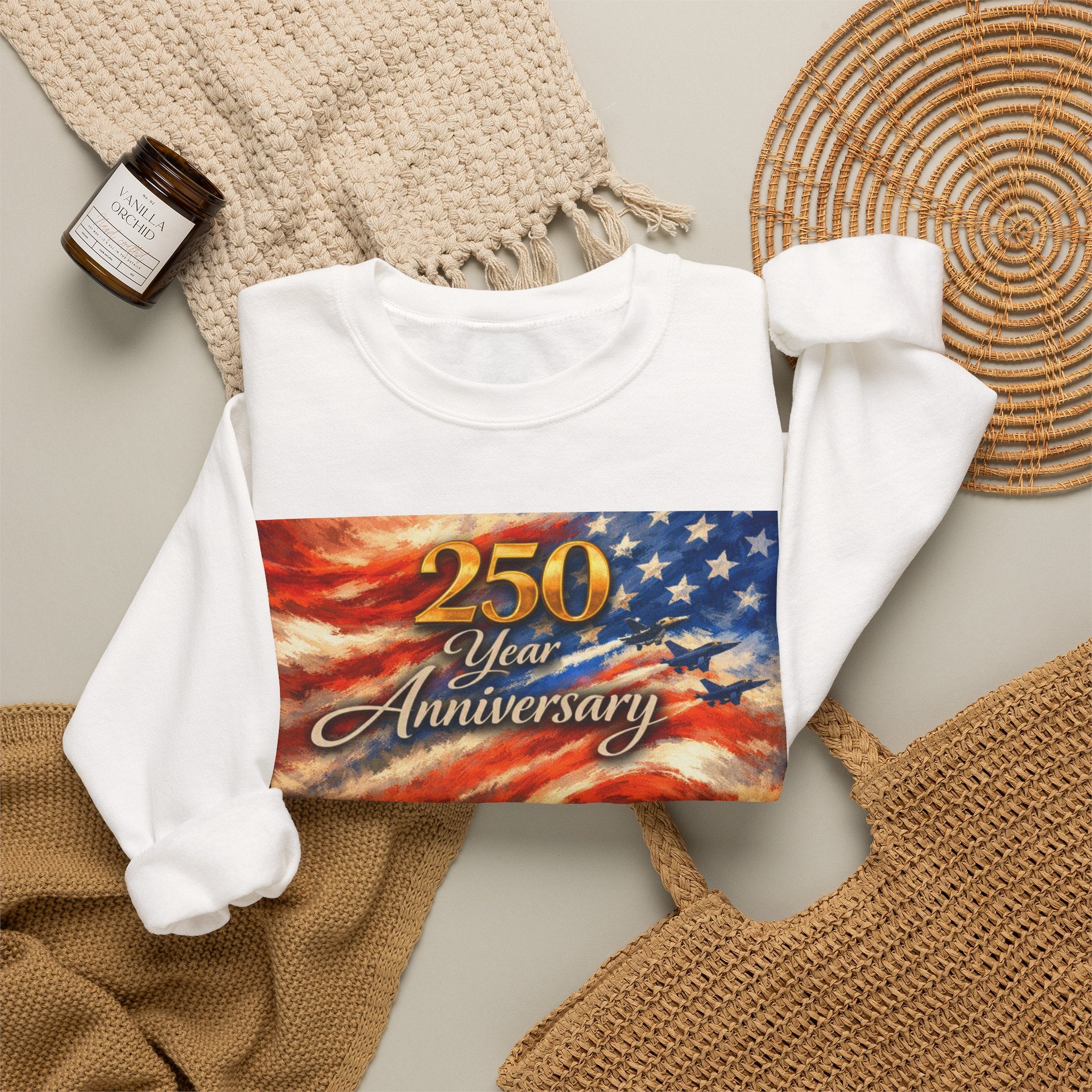 250 Year Anniversary Crewneck Sweatshirt — Patriotic Veterans Tribute