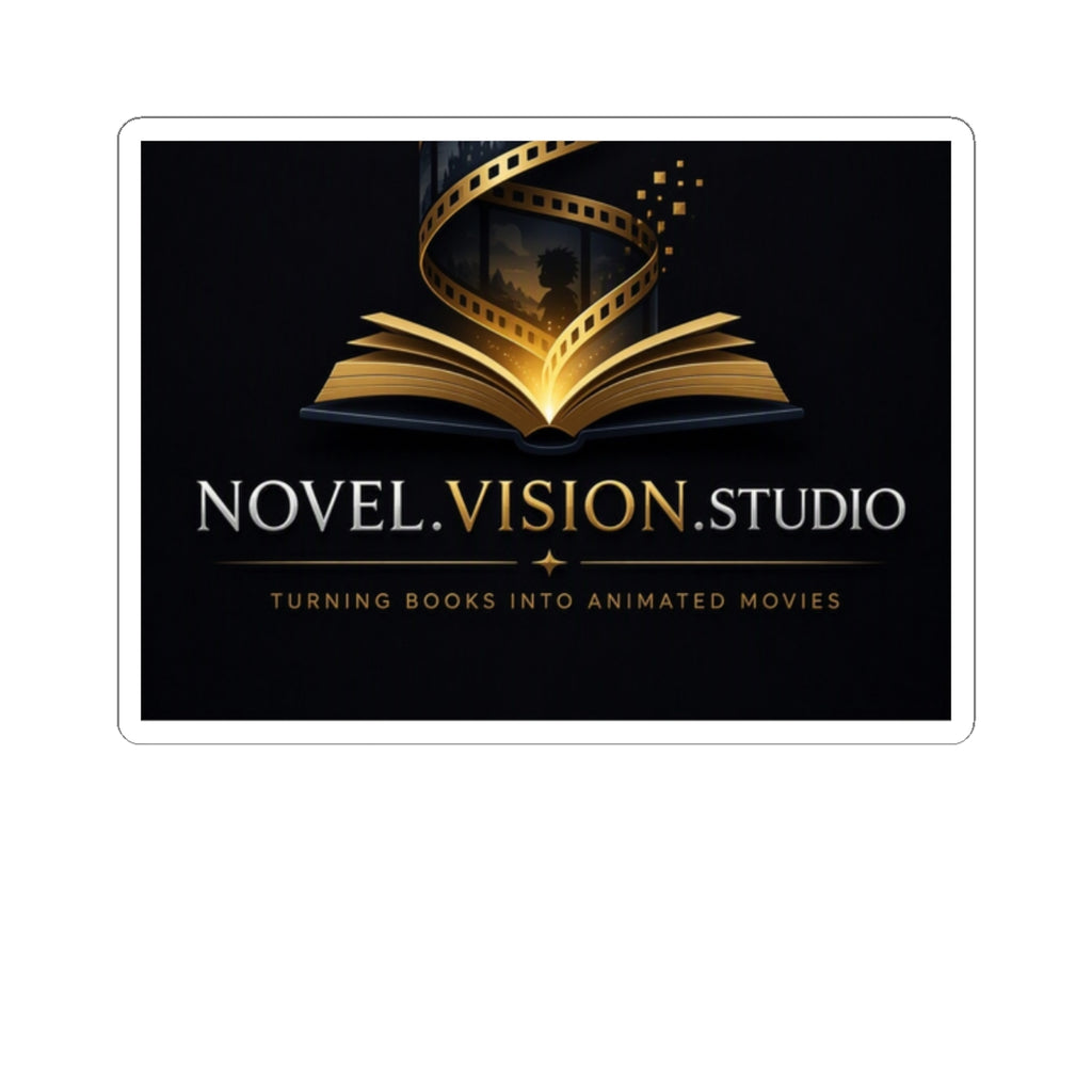 Novel Vision Studio Logo Sticker — Kiss-Cut Book-to-Film Branding Sticker