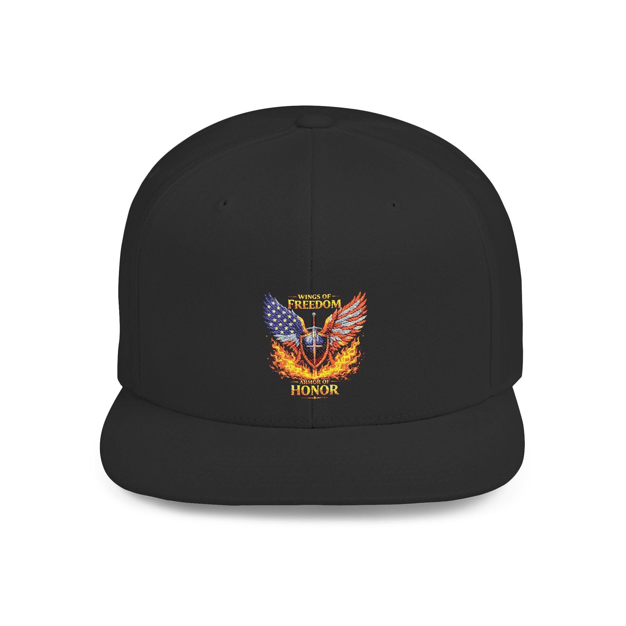 Snapback Hat — American Eagle Flames "Freedom Honor" Embroidered