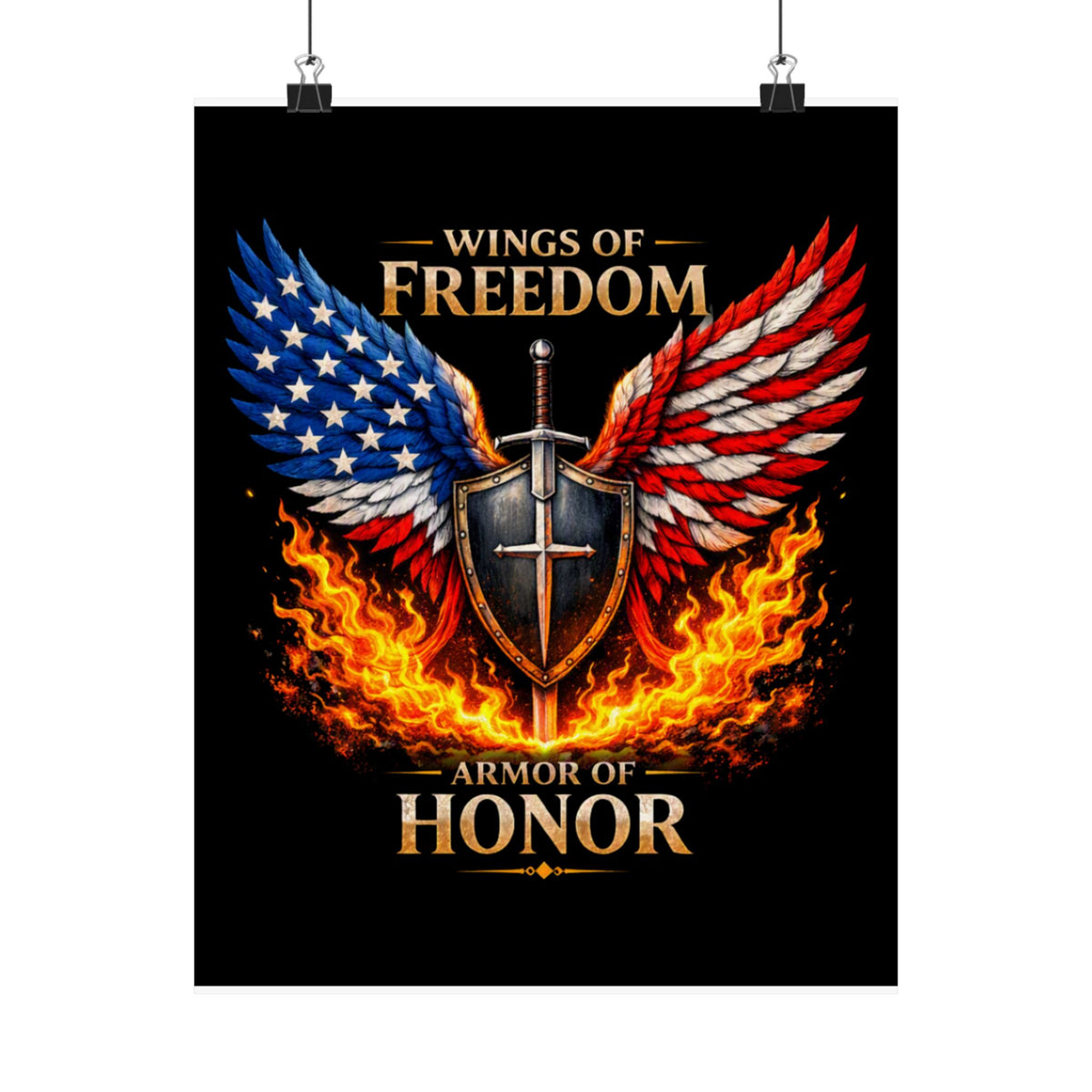 Patriotic Wings of Freedom Matte Poster — "Wings of Freedom, Armor of Honor"