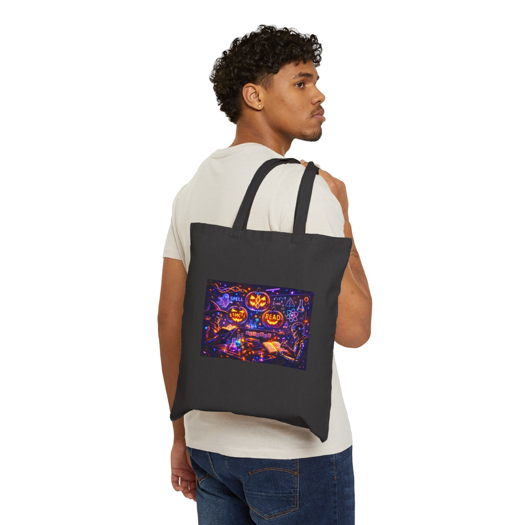 Halloween Pumpkin Patch Tote Bag — Spooky Jack-O'-Lantern Canvas Tote
