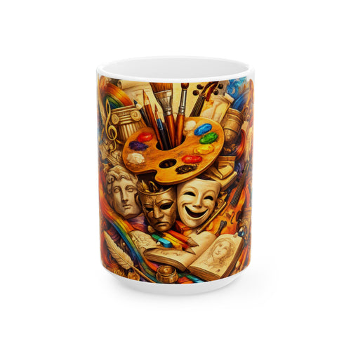 Artist Palette Ceramic Mug – Colorful Art & Theater Masks Coffee Cup (11oz/15oz)