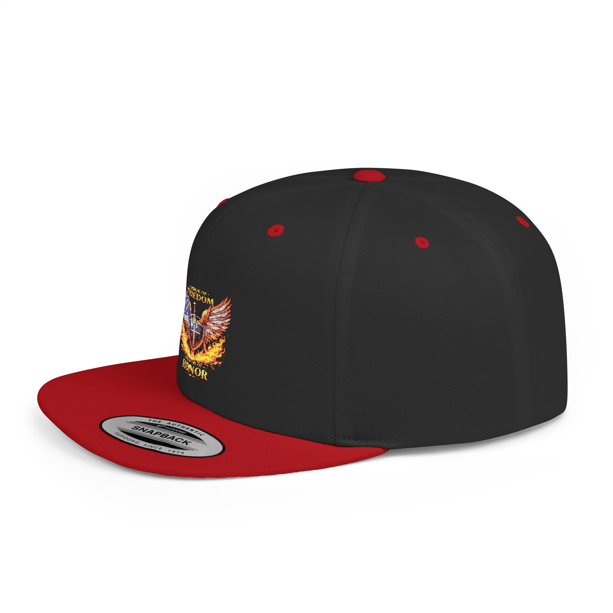 Snapback Hat — American Eagle Flames "Freedom Honor" Embroidered