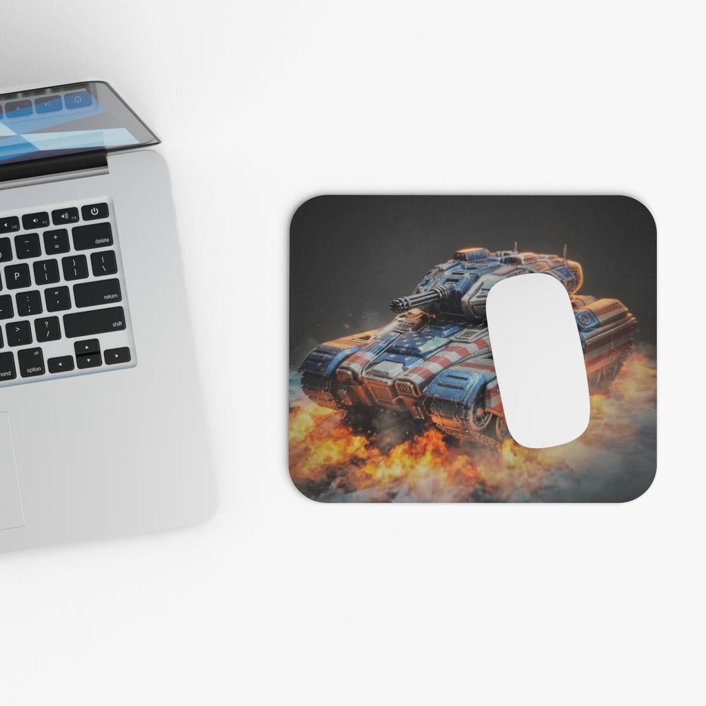 Patriotic Battle Tank Mouse Pad — American Flag Combat Art Gaming Desk Mat