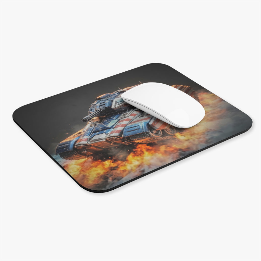 Patriotic Battle Tank Mouse Pad — American Flag Combat Art Gaming Desk Mat