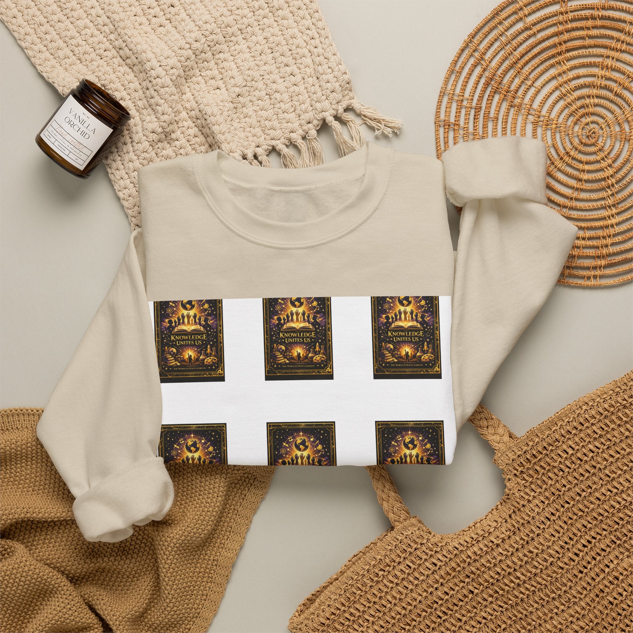 Crewneck Sweatshirt — Vintage Candles Grid Graphic