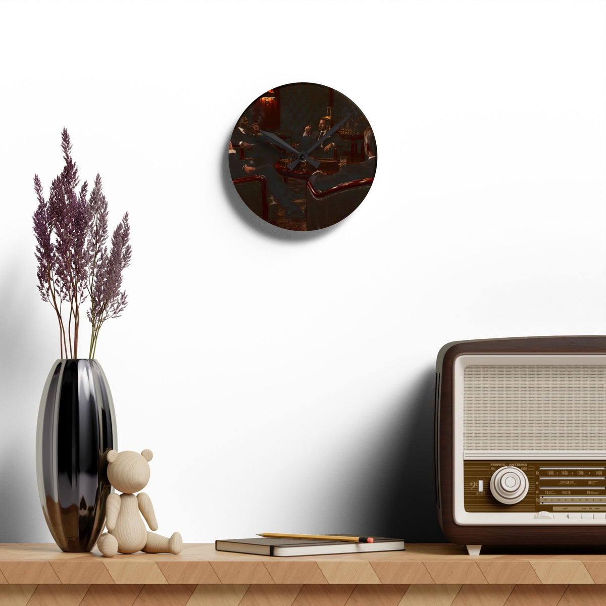 Vintage Taste Of Class Lounge Acrylic Wall Clock — Gentlemen Smoking Room Decor