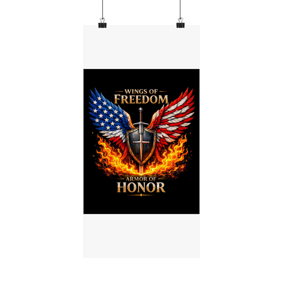 Patriotic Wings of Freedom Matte Poster — "Wings of Freedom, Armor of Honor"