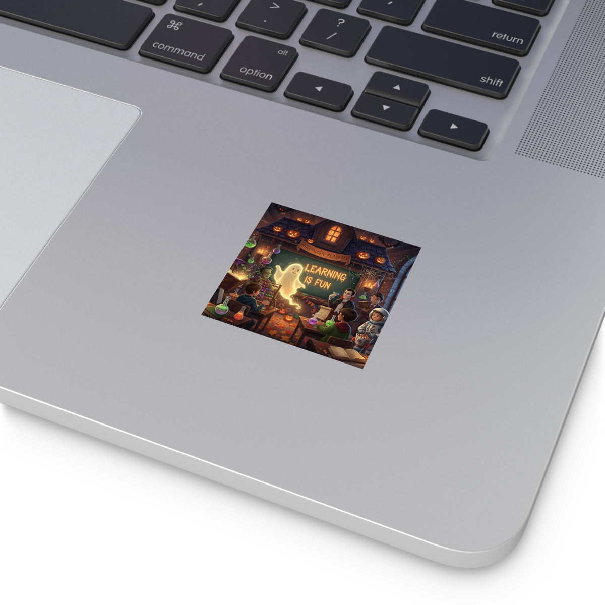 Halloween Classroom Sticker — "Learning Is Fun" Square Vinyl Sticker