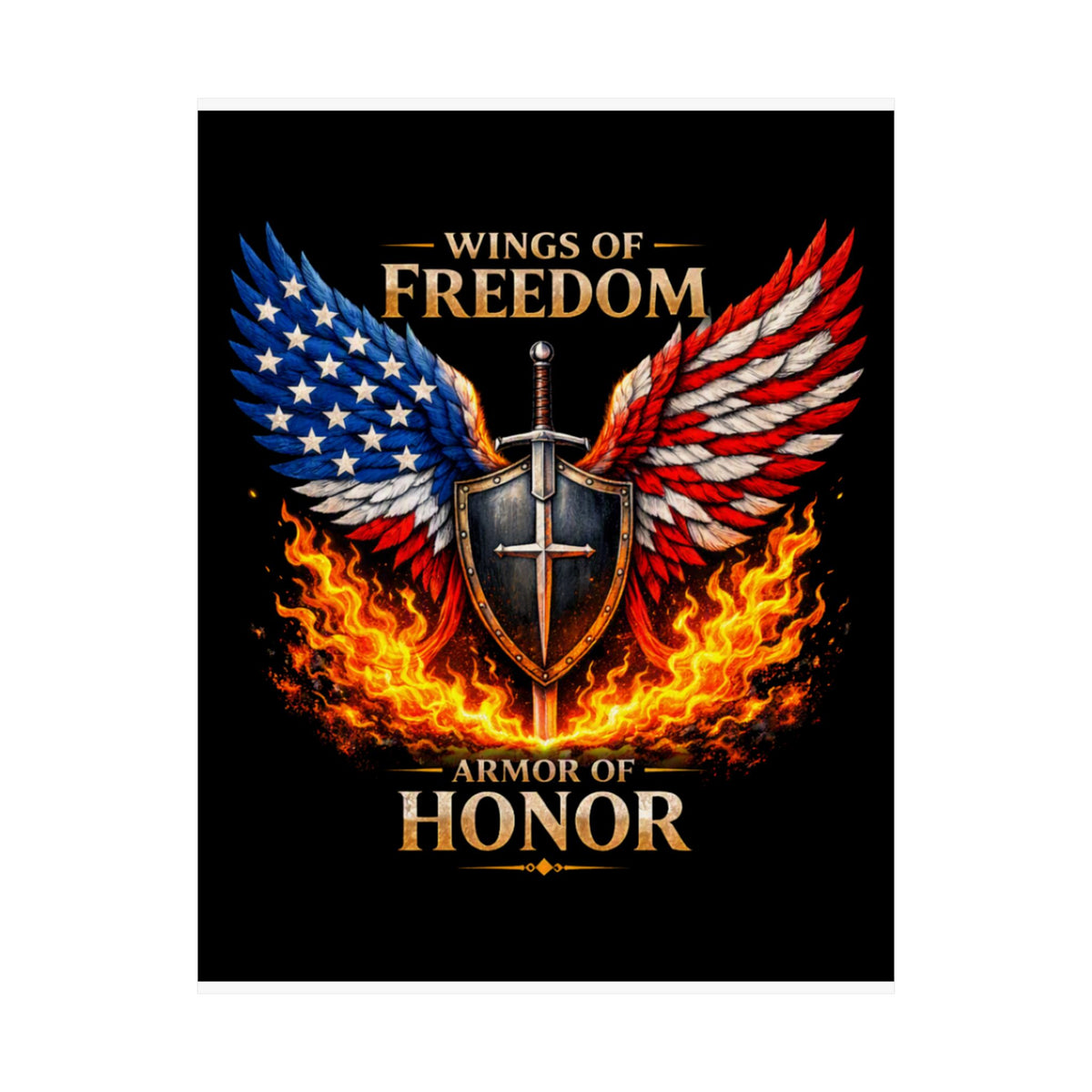 Patriotic Wings of Freedom Matte Poster — "Wings of Freedom, Armor of Honor"