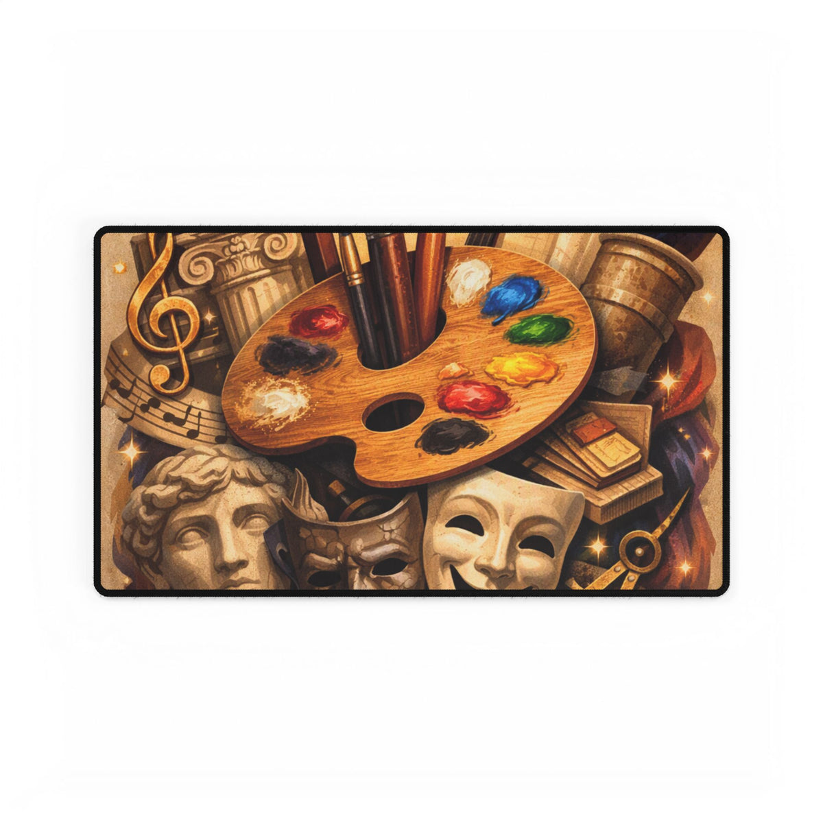 Artist Palette Desk Mat — Creative Studio Desk Pad for Painters, Musicians & Theatre Fans