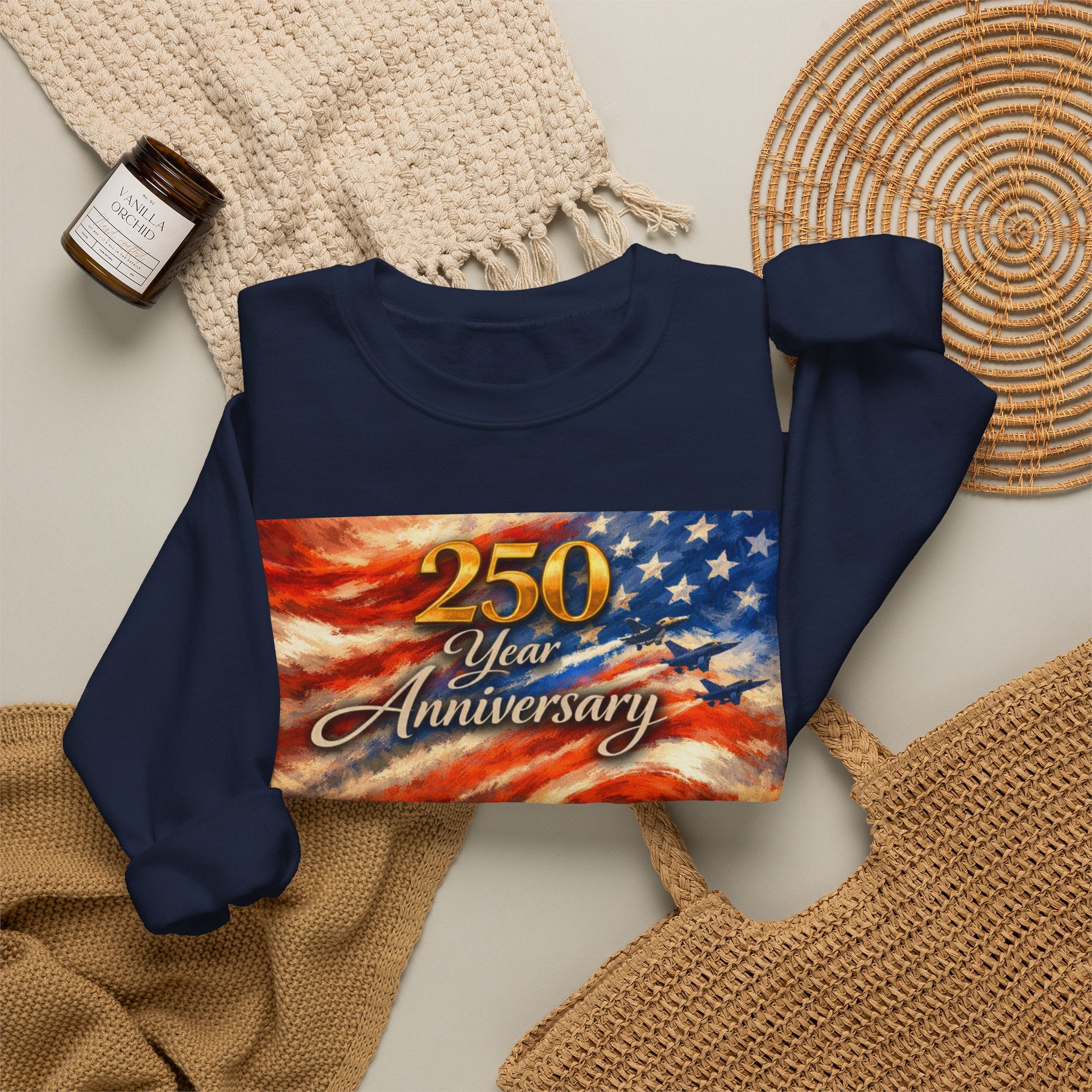 250 Year Anniversary Crewneck Sweatshirt — Patriotic Veterans Tribute