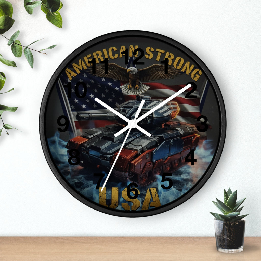 American Strong USA Tank Wall Clock — Patriotic Military Home Decor