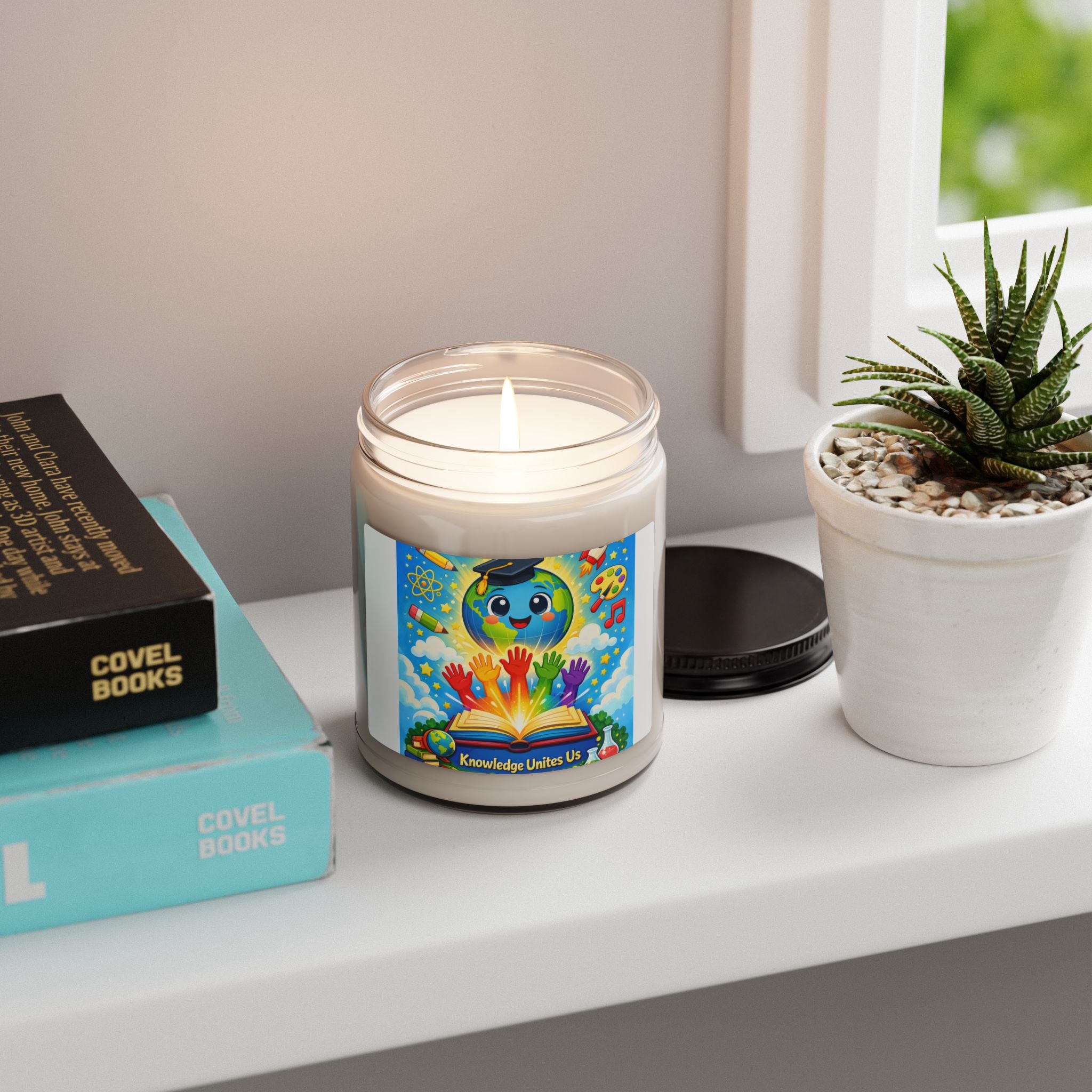Knowledge Unites Us Soy Candle — 9oz Scented Jar (Teacher Appreciation / Classroom Gift)