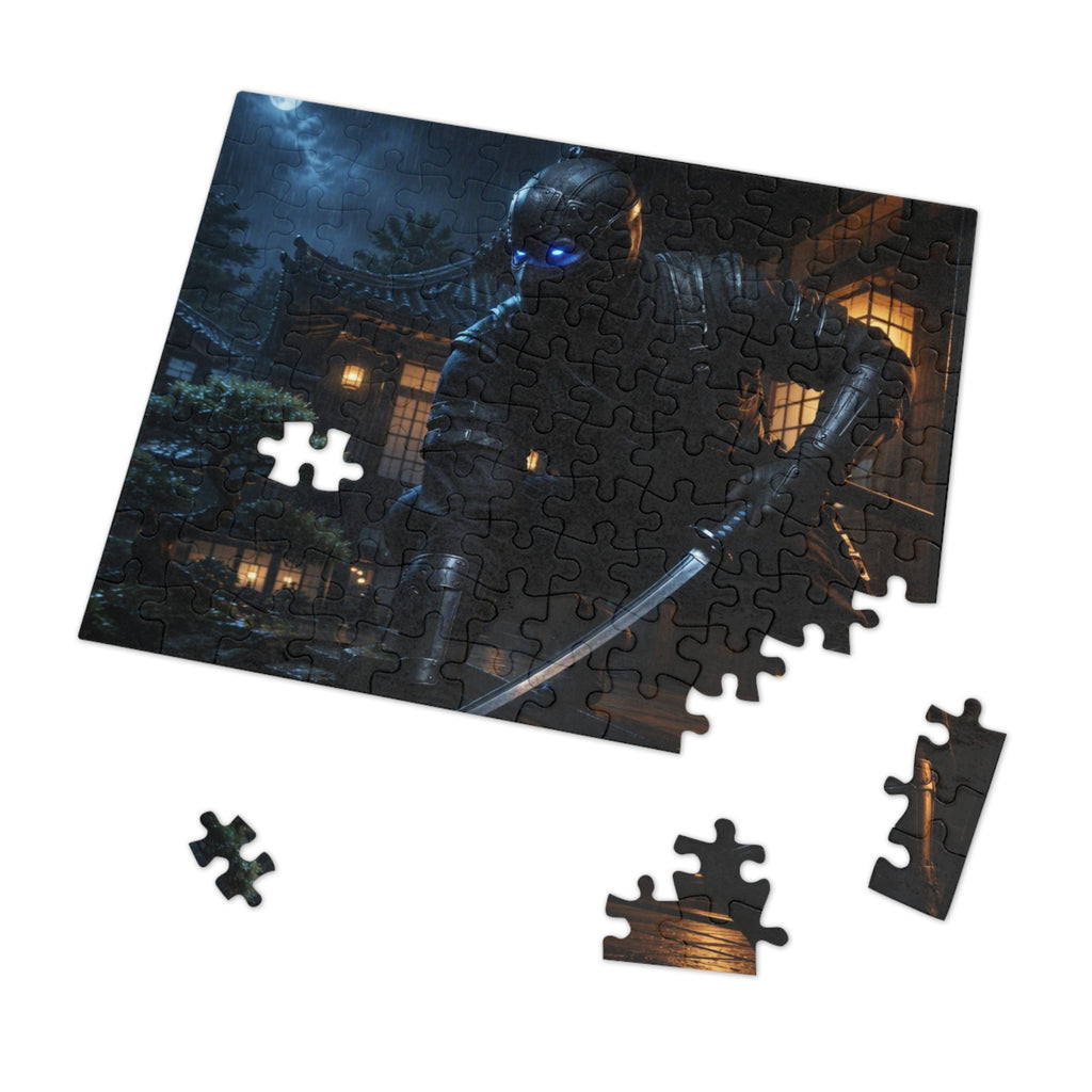 Ninja Night 500-Piece Jigsaw Puzzle with Tin — Stealth Samurai Sword Scene