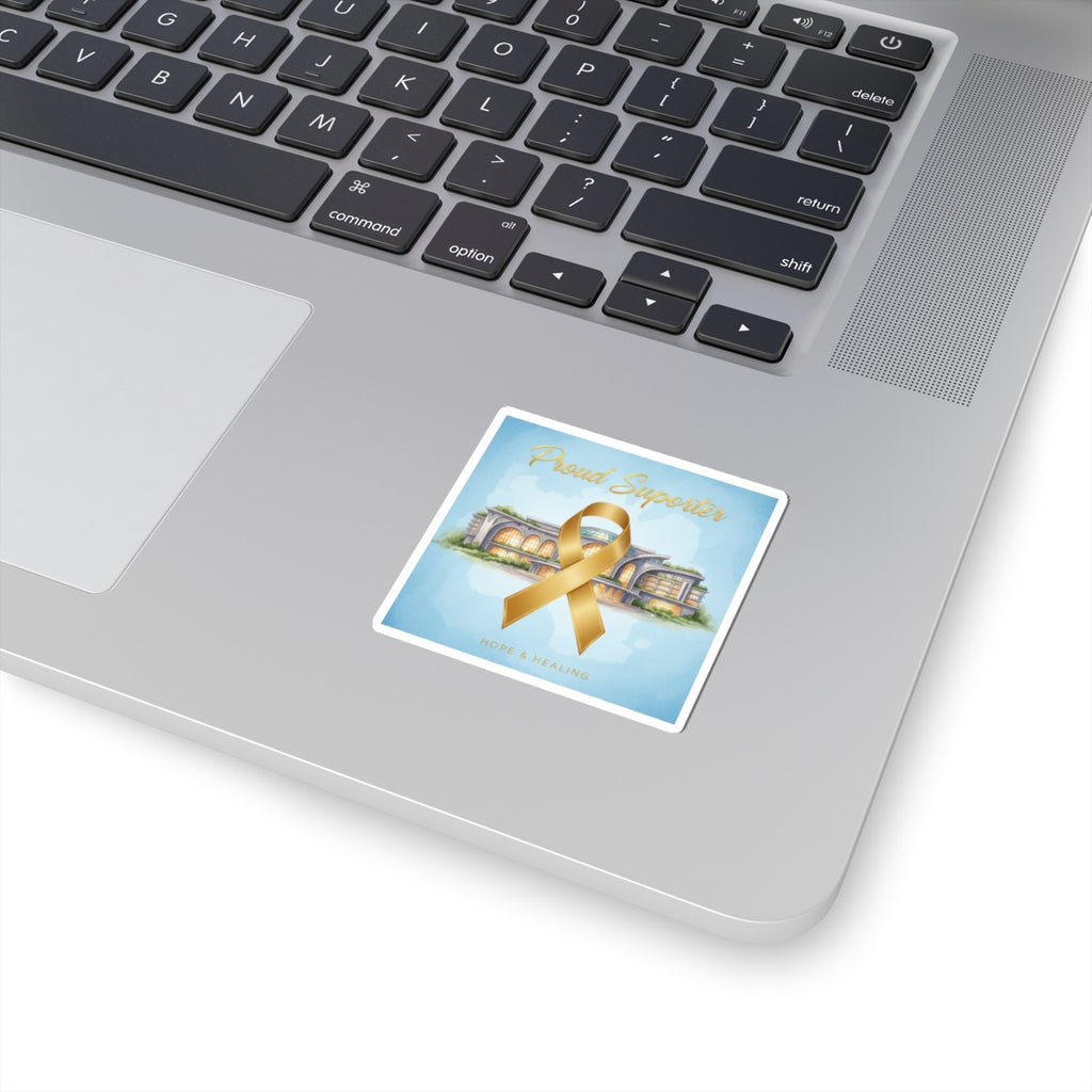 Gold Awareness Ribbon Sticker — "Proud Supporter: Hope & Healing"