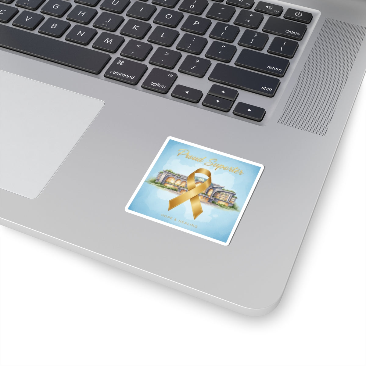 Gold Awareness Ribbon Sticker — "Proud Supporter: Hope & Healing"