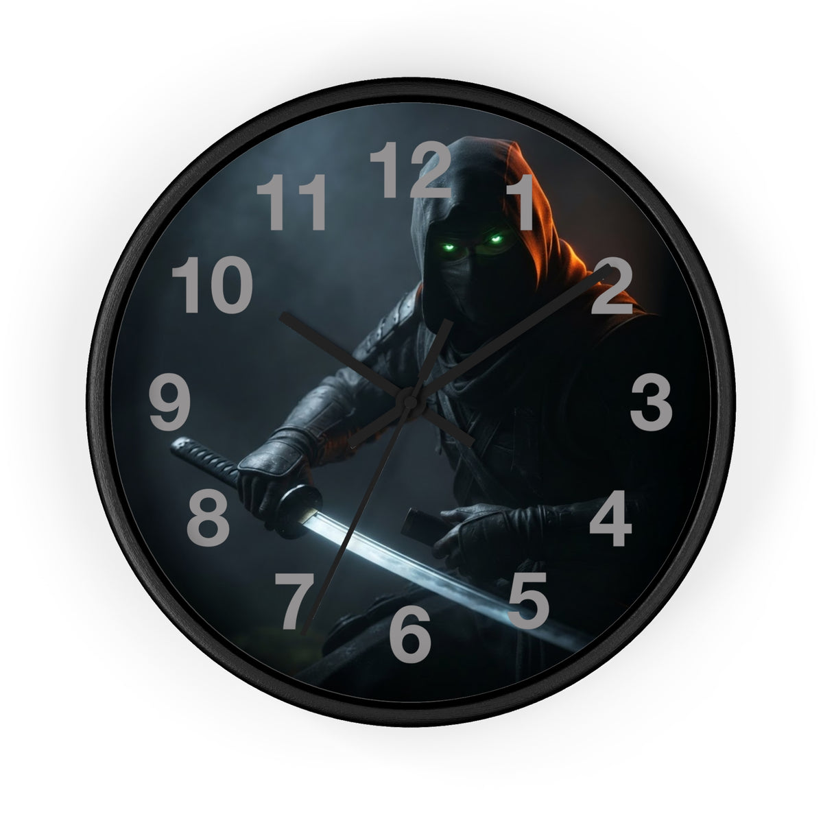 Assassin Nightblade Wall Clock — Dark Rogue with Glowing Eyes Decorative Clock