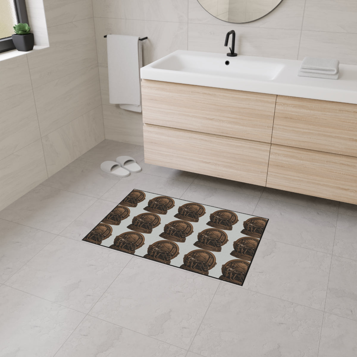 Bronze Nautical Emblem Heavy-Duty Floor Mat