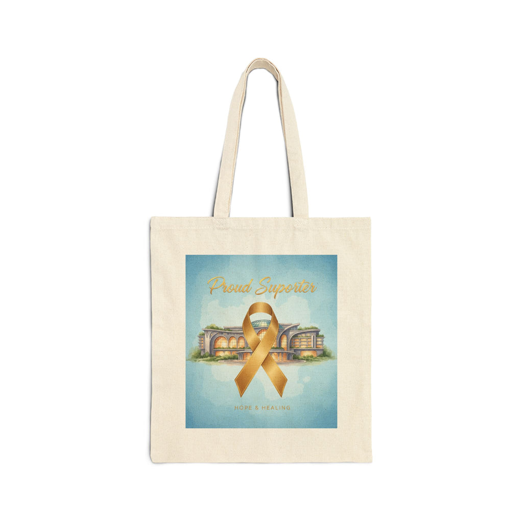 Gold Ribbon Awareness Tote Bag - Hope & Support Canvas Tote