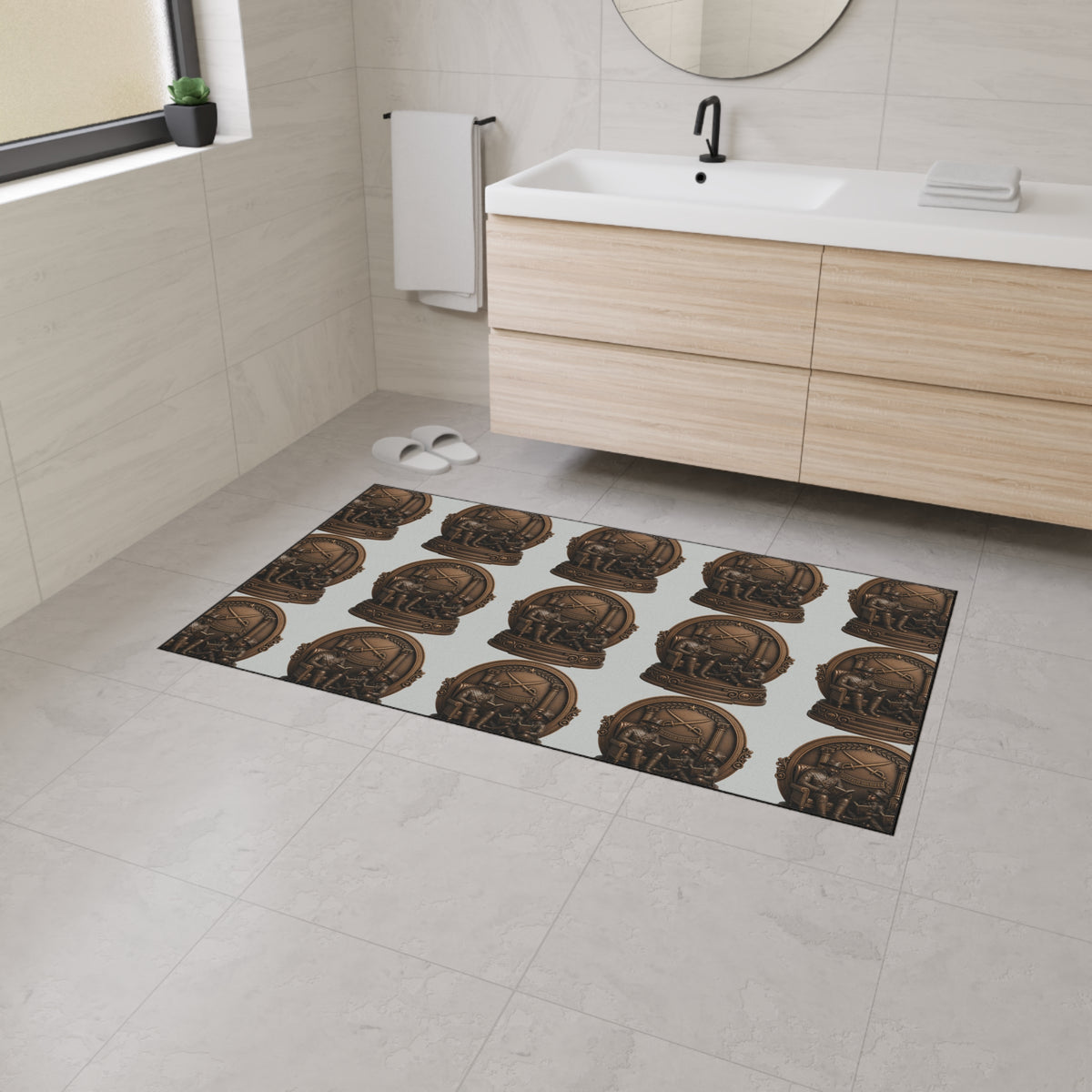 Bronze Nautical Emblem Heavy-Duty Floor Mat