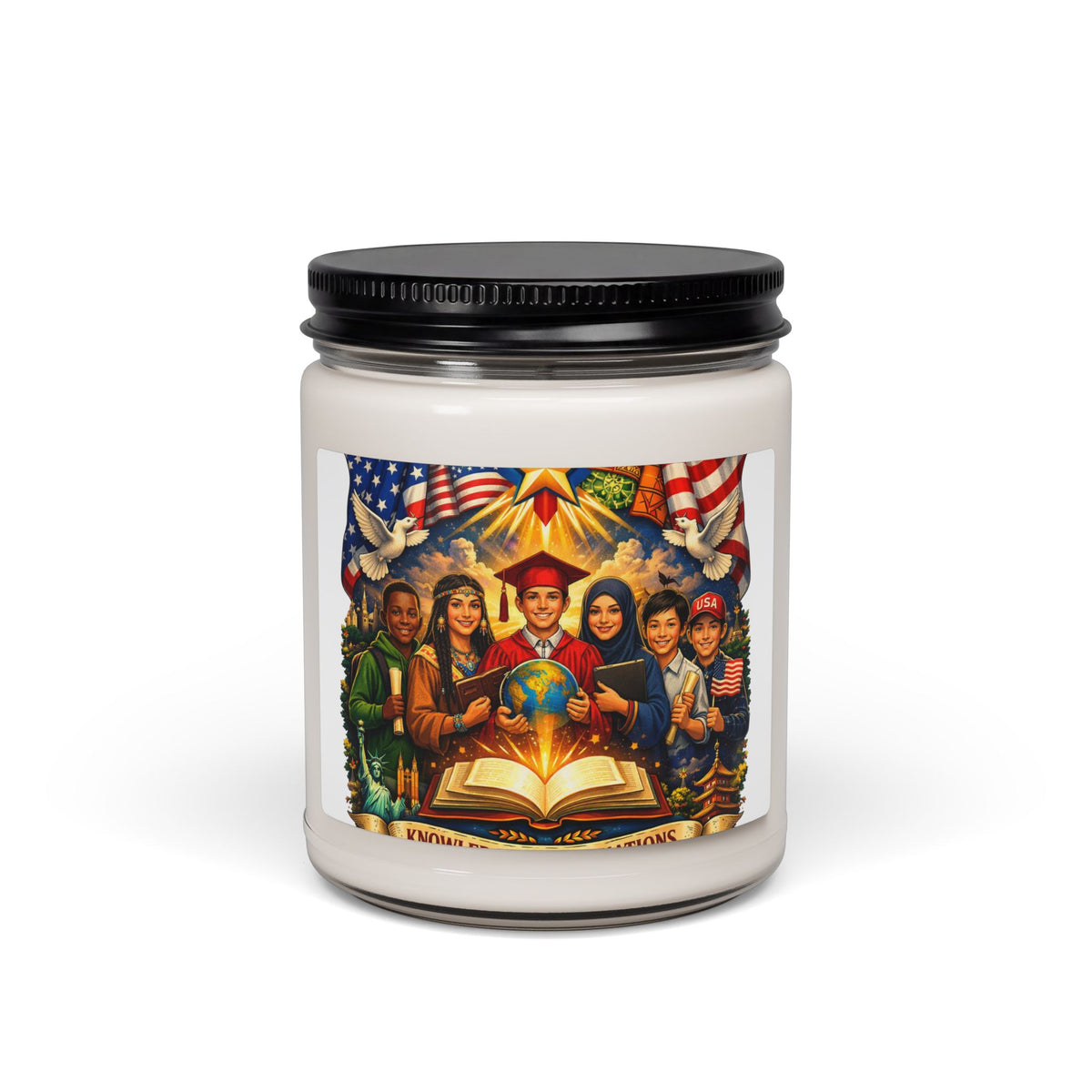 Patriotic Graduation Soy Candle — "United We Learn" 9oz