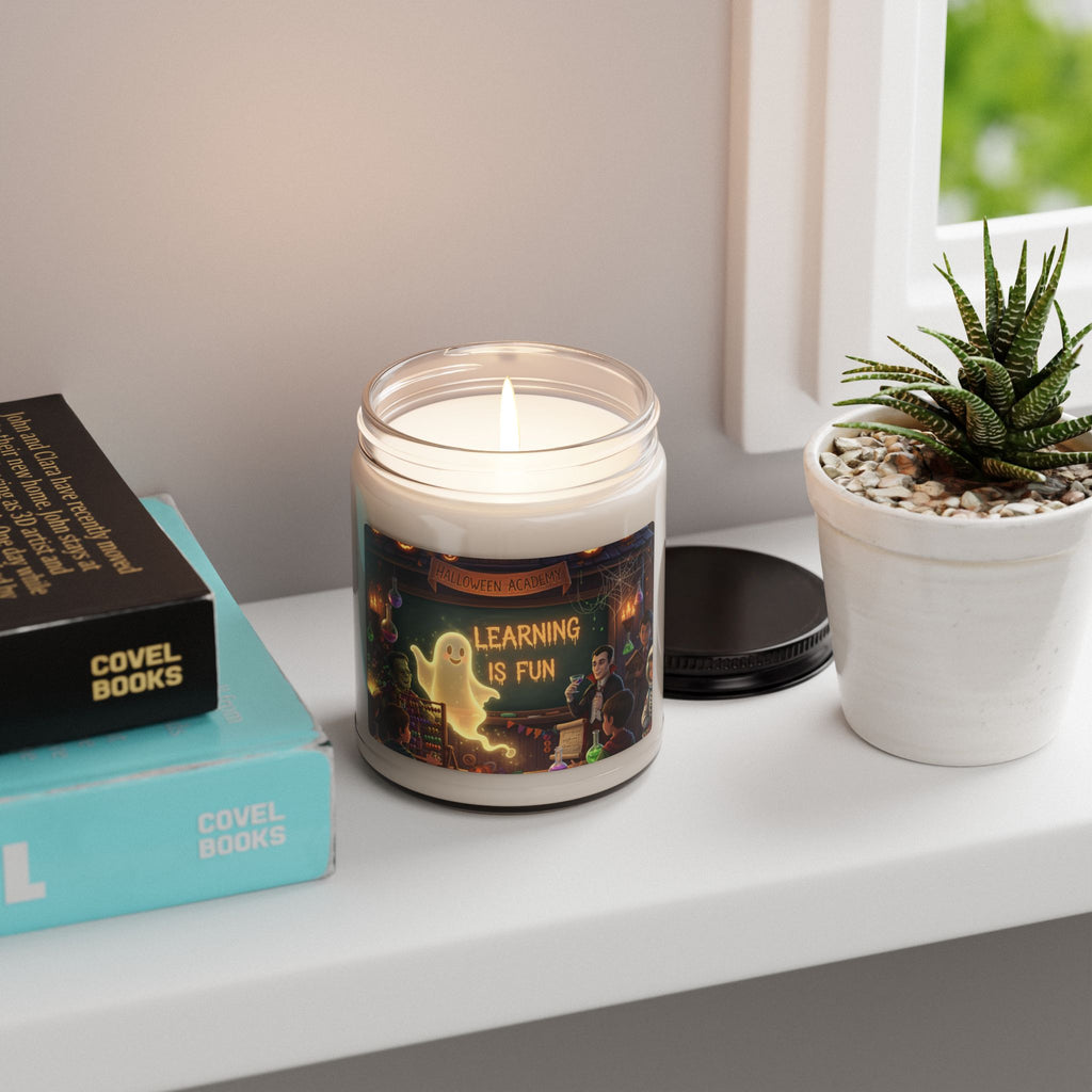 Scented Soy Candle — "Learning Is Fun" Spooky Classroom Design (9 oz)