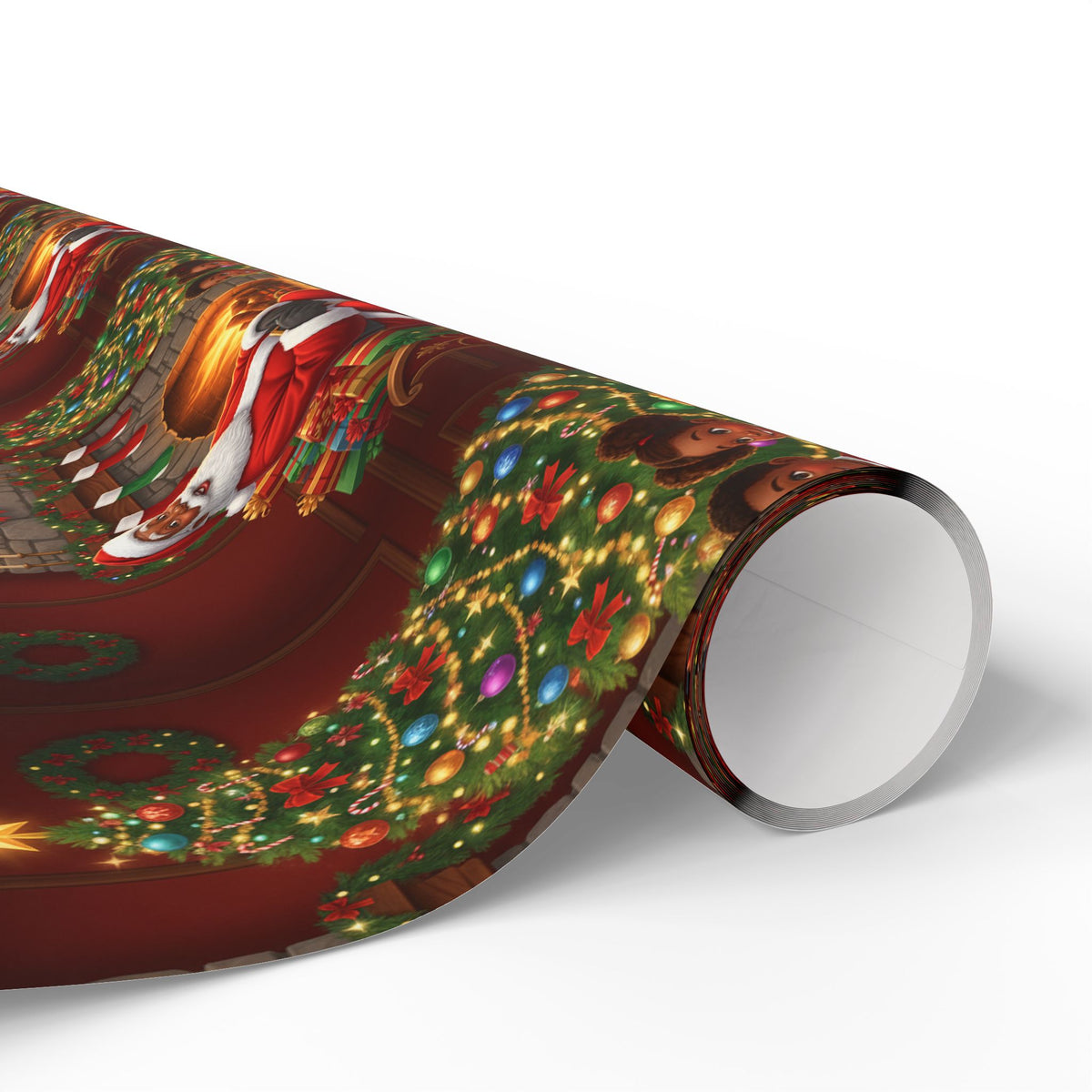 Christmas Santa Fireplace Wrapping Paper – Festive Gift Wrap Roll