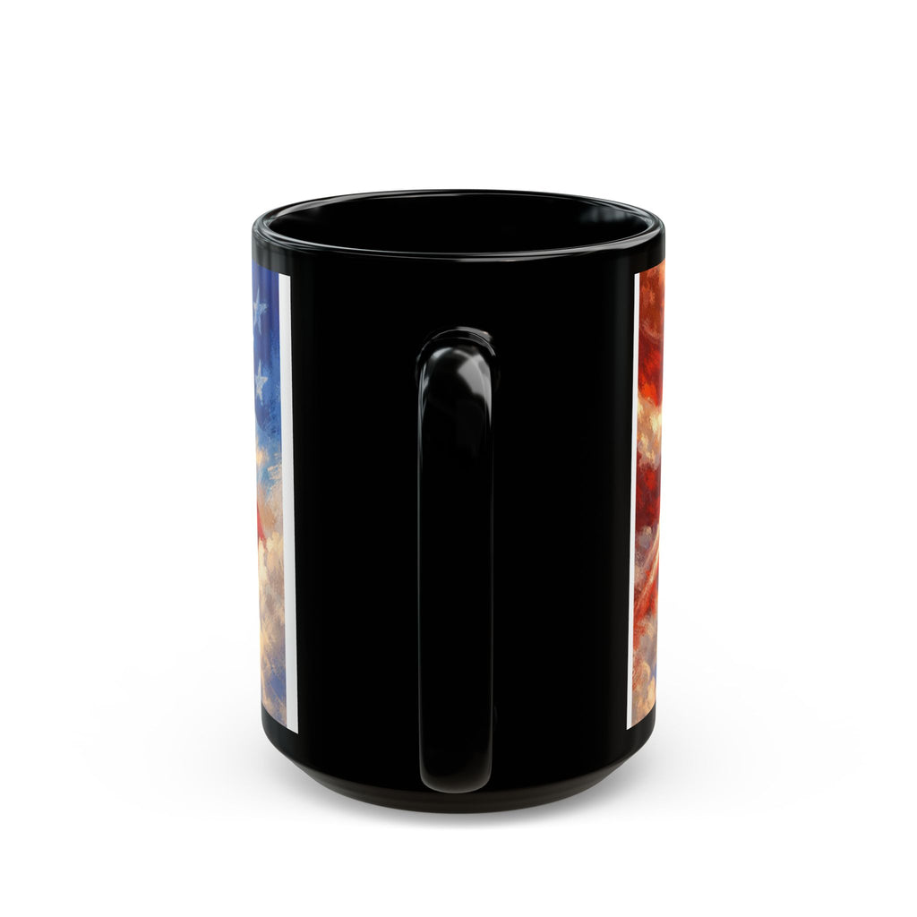 250 Year Anniversary Black Mug — Patriotic American Flag Commemorative Coffee Cup