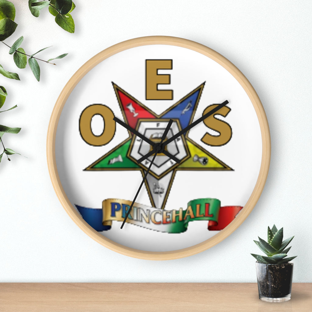 Prince Hall OES Star Wall Clock — Eastern Star Masonic Lodge Emblem Clock